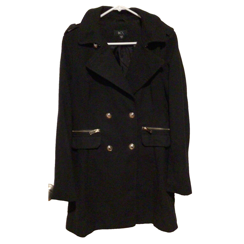 BCX Women’s Black Corduroy Double Breasted Pea Coat Jacket Size Medium